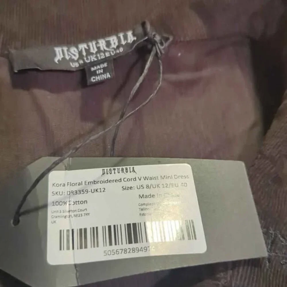 Disturbia floral embroidered cord v waist mini dress size 8 new - Picture 5 of 6